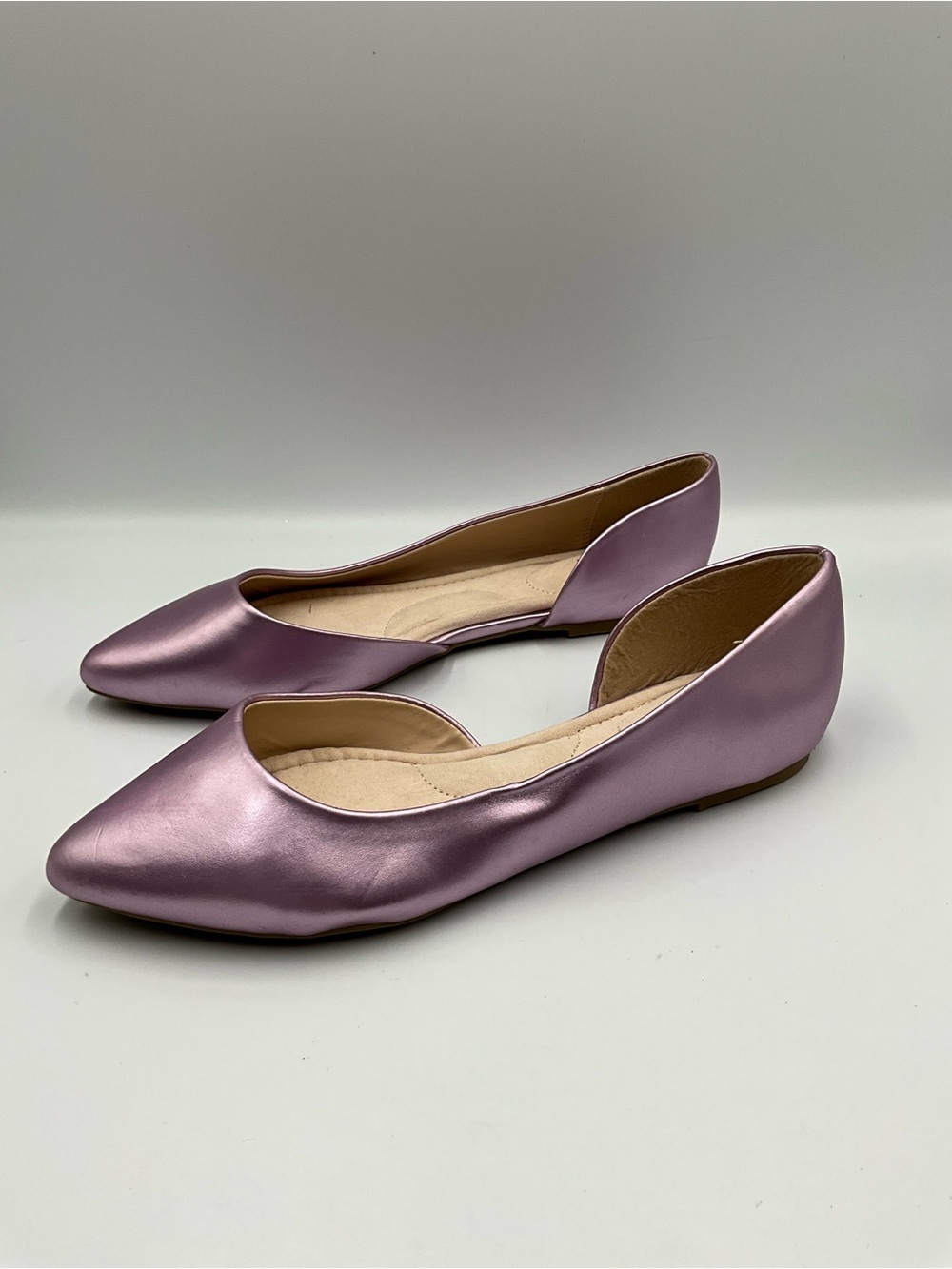 Avon Flats Size 8 Mauve Metallic Lavender Pointed-Toe D'Orsay Flats